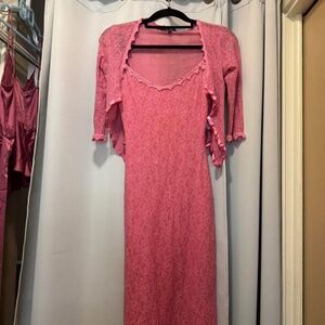 VTG Betsey Johnson Barbie Pink Cardi Dress Set